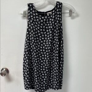 LOFT Black and White Floral Tank Top